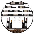 Vintiquewise Vintage Decorative Modern Black Metal Round Wall Mounted Wine Display Rack QI004276